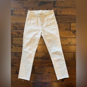 AG Adriano Goldschmied High Rise Slim Straight Cream Jeans “The Paneled Mari”